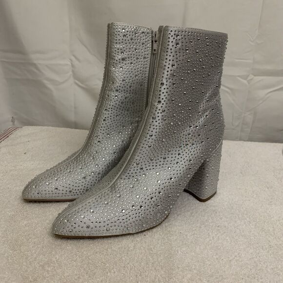 Qupid Rhinestone Boots Booties Womens 7 Buckle NWT Sparkly Concert - Picture 1 of 7